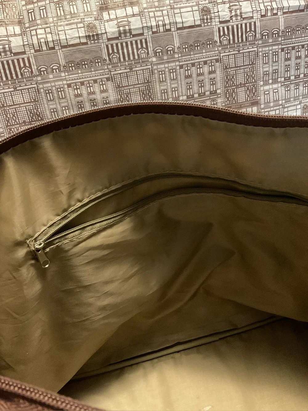 Brown Travel Tote with White Polka Dots